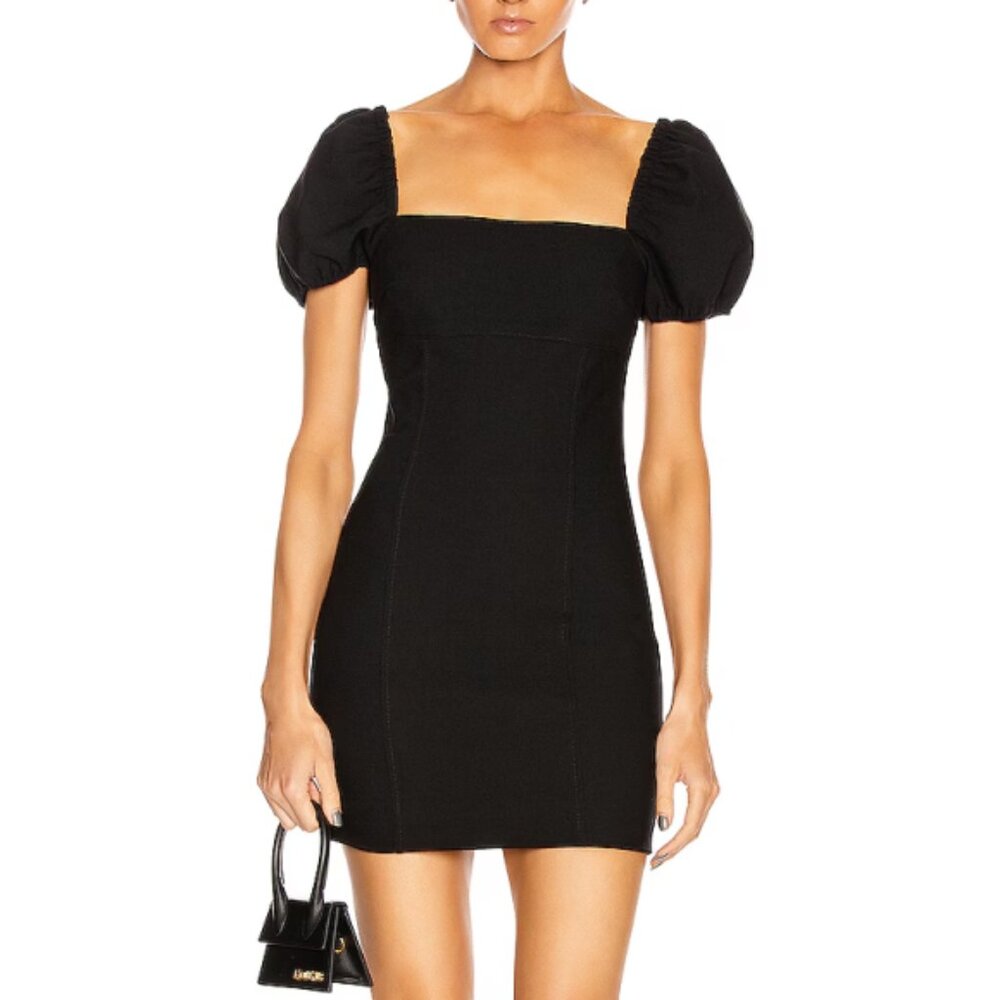 CINQ À SEPT 'Havana' Puff-Sleeve Stretch-Ponte Mini-Dress, Black